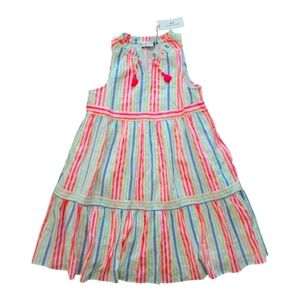 New Vineyard Vines Girls Guava Stripe Tiered‎ Dress Size XL